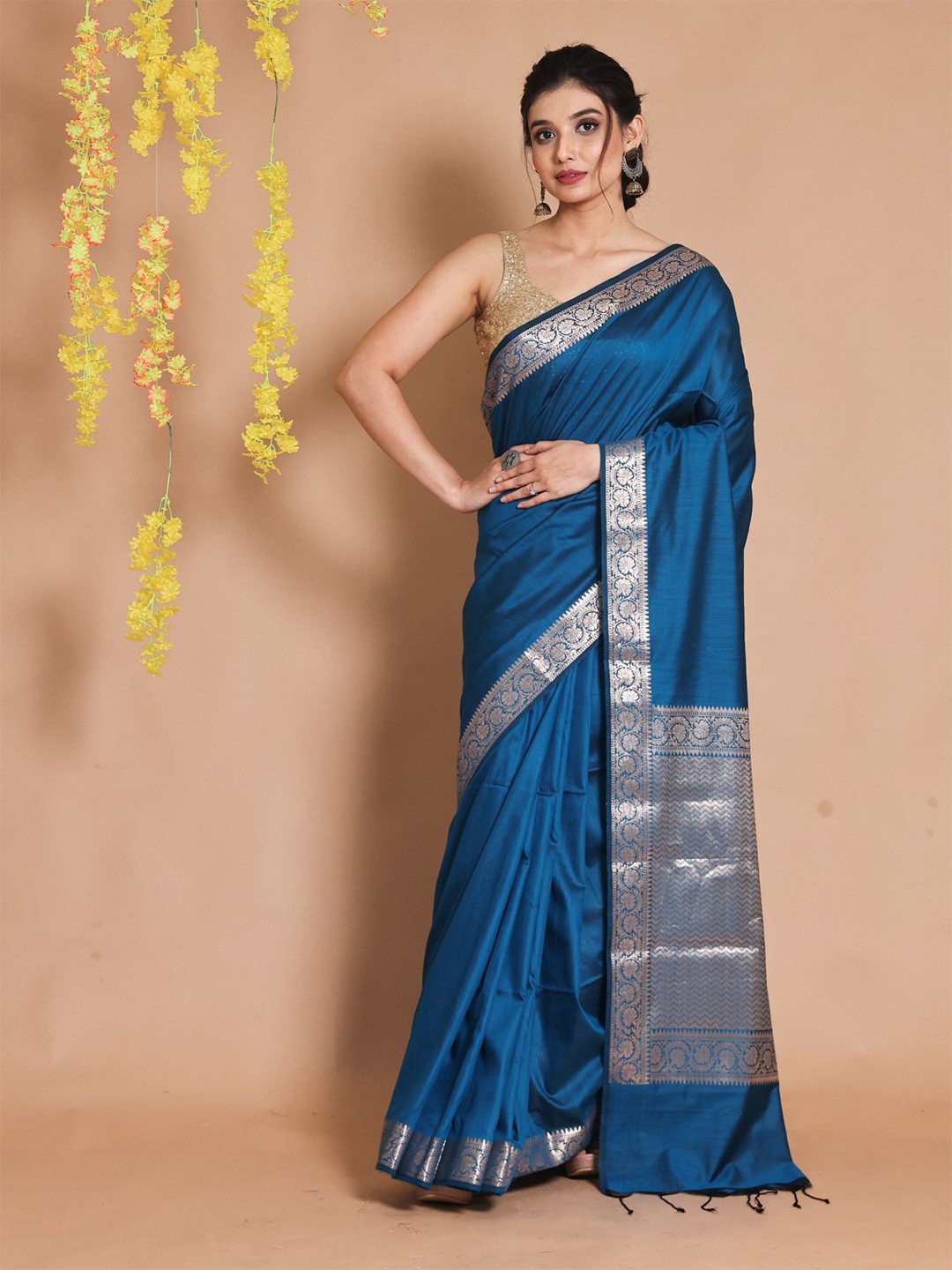 

Charukriti Zari Pure Silk Saree, Blue