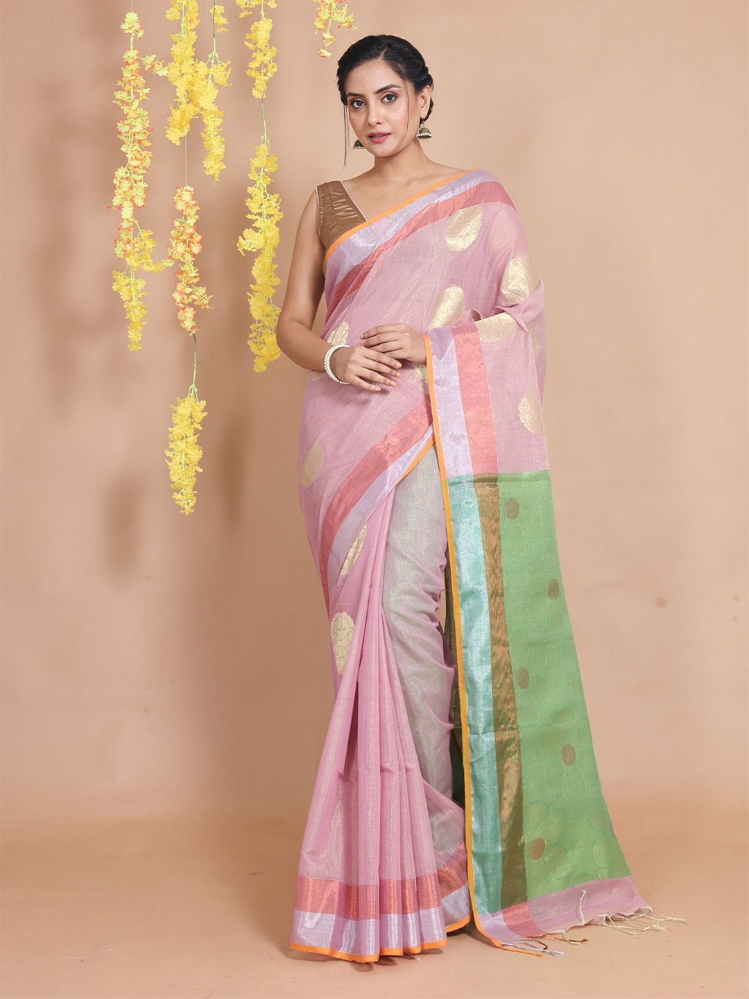 

Charukriti Woven Design Zari Tissue Saree, Mauve