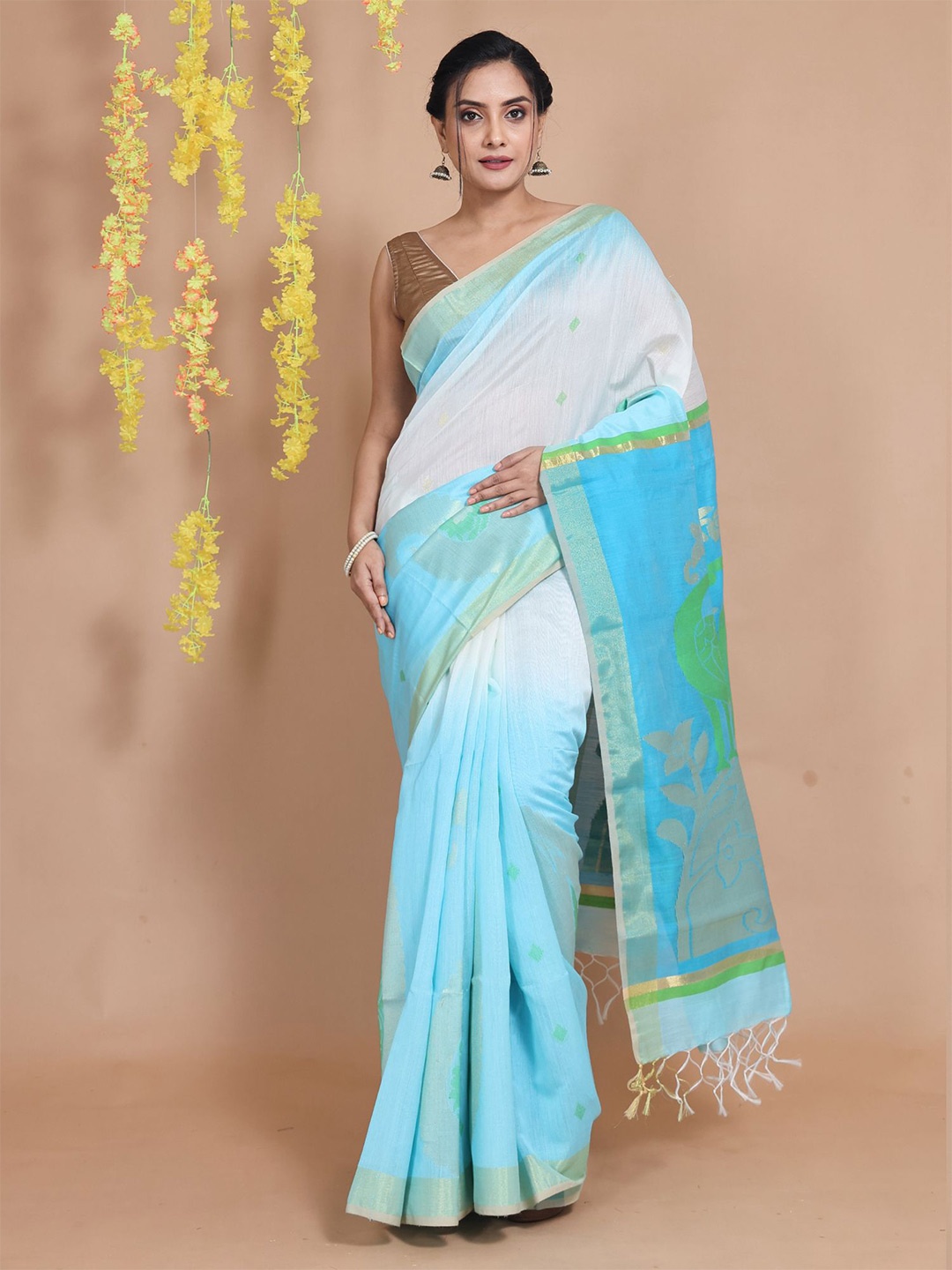 

Charukriti Woven Design Zari Saree, Blue