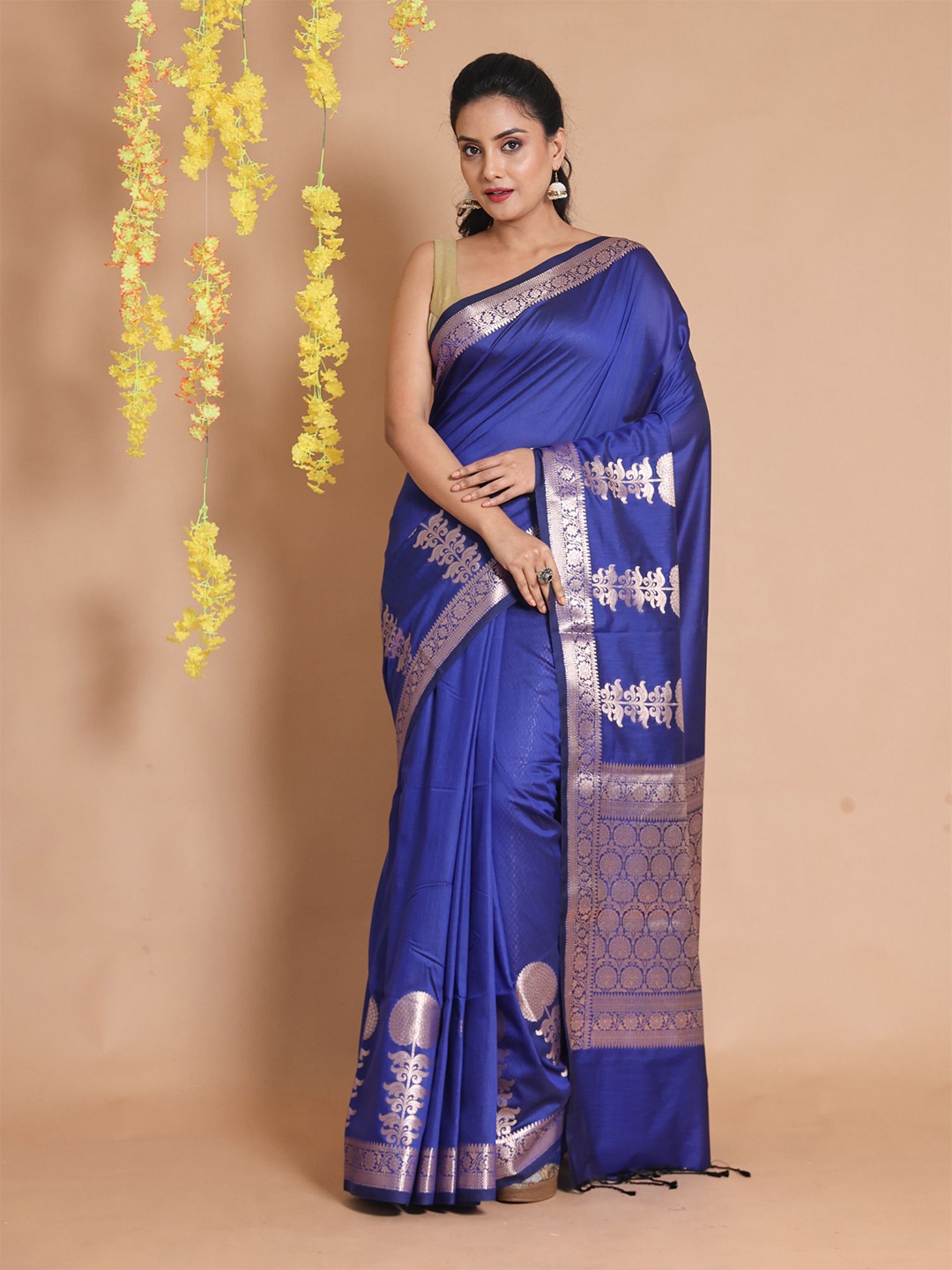 

Charukriti Woven Design Zari Pure Silk Saree, Blue