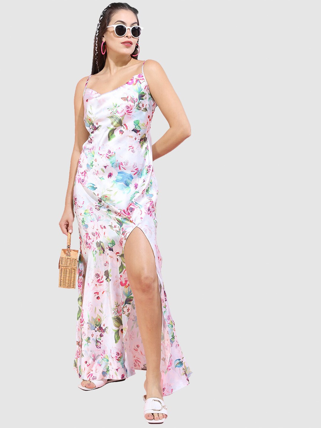 

Freehand Floral Printed A-Line Maxi Dress, White