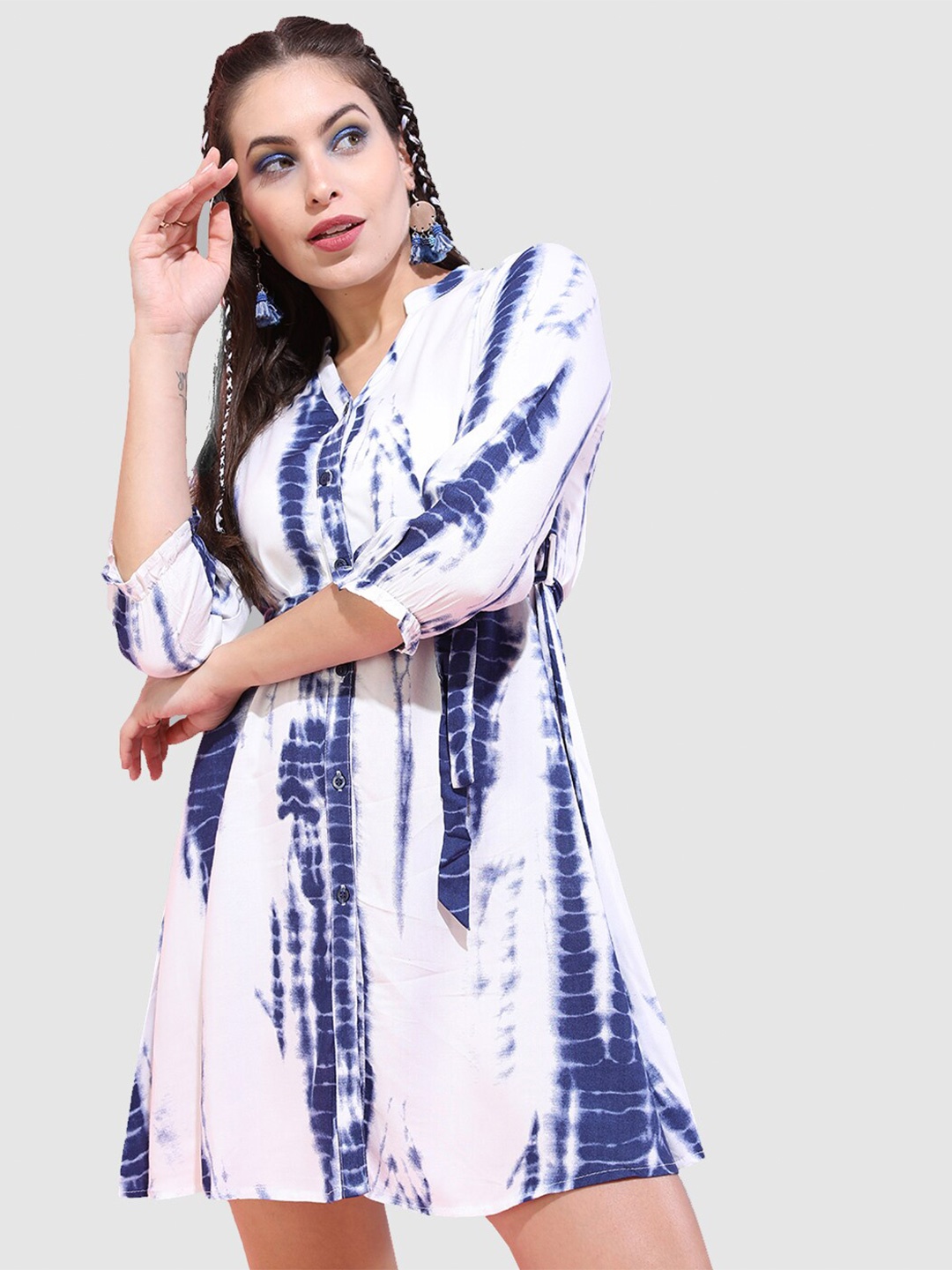

Freehand by The Indian Garage Co Tie and Dye Shirt Dress, Navy blue