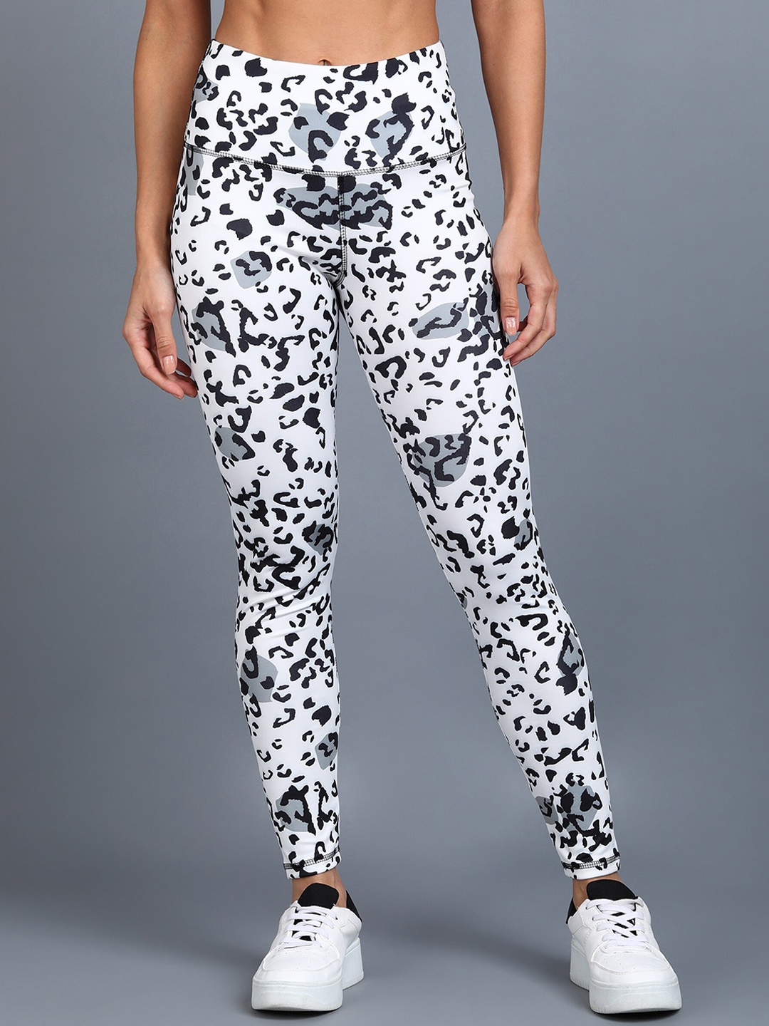 

Rock Paper Scissors Women Printed Ankle Length Training Tights, White