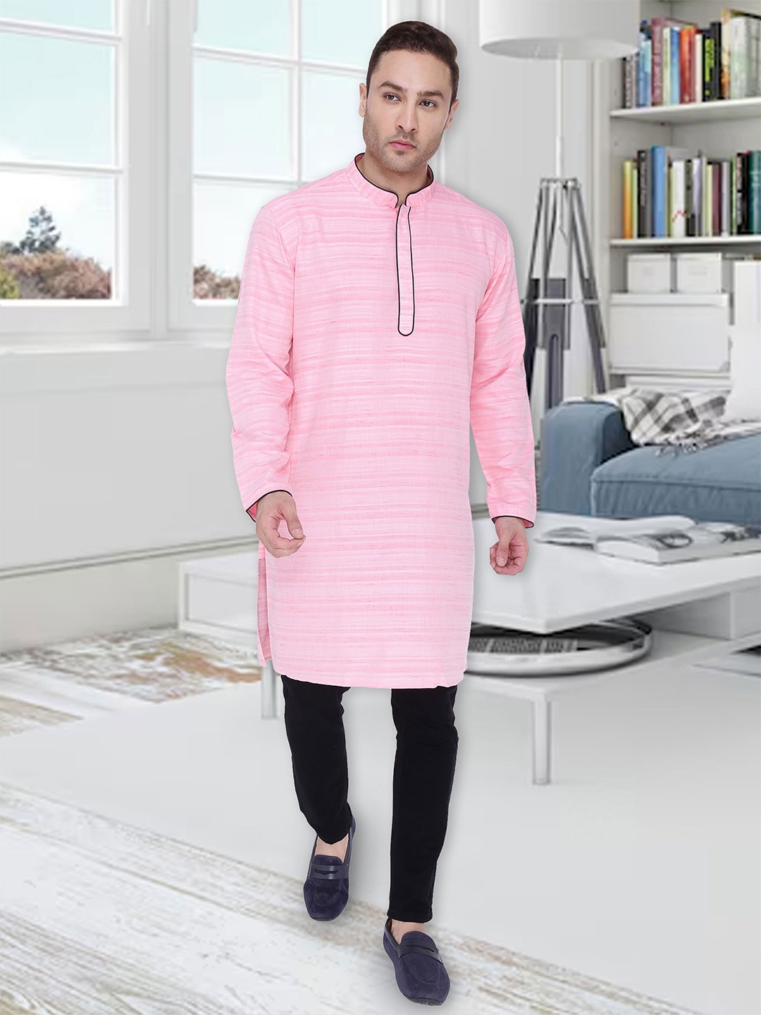 

Kuons Avenue Men Pink Pastels Kurta