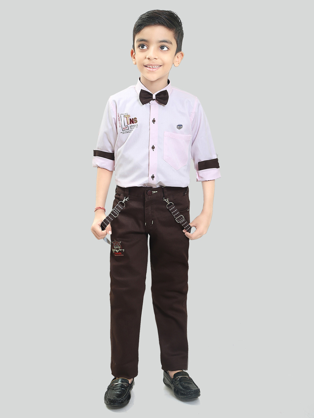 

TS TRENDS Boys Pure Cotton Printed Shirt with Trousers, Pink