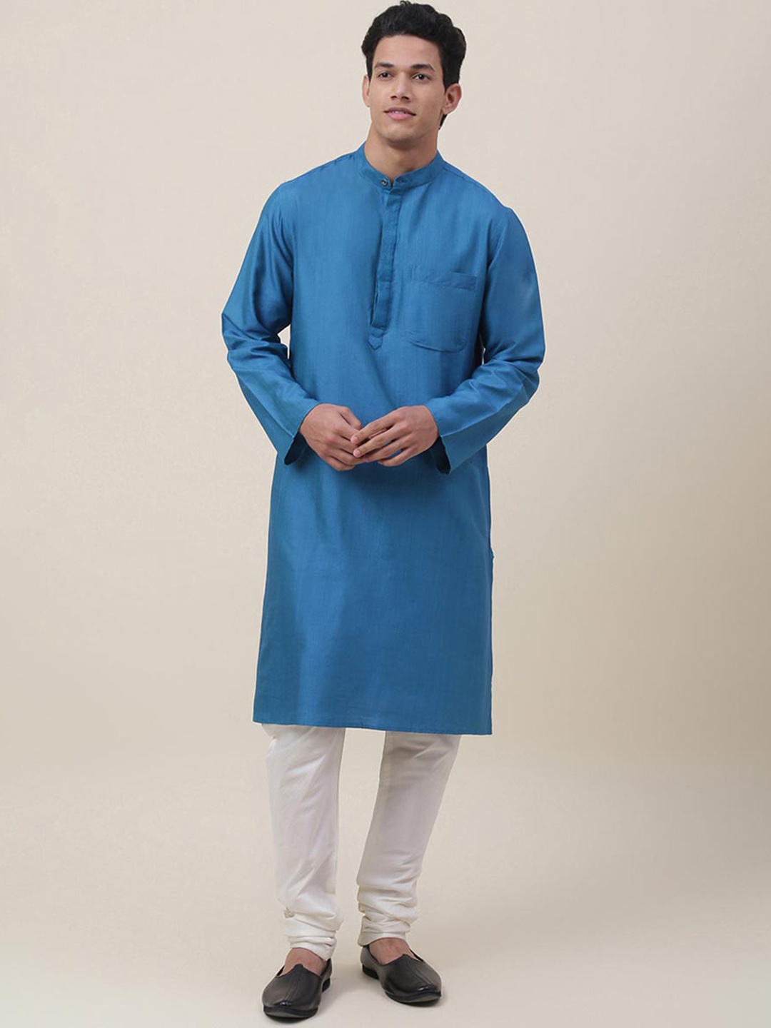 

Fabindia Mandarin Collar Straight Regular Kurta, Teal