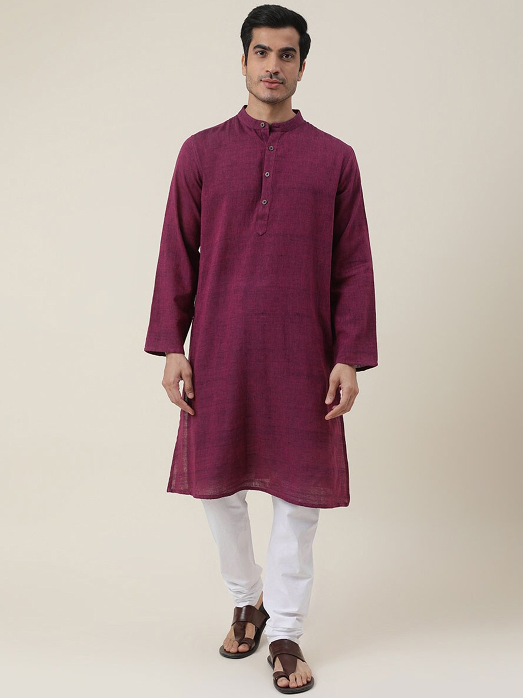 

Fabindia Mandarin Collared Cotton Kurta, Purple