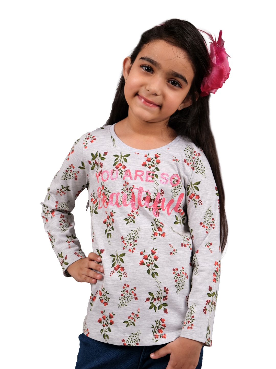 

3PIN Girls Typography Printed Cotton T-shirt, Beige