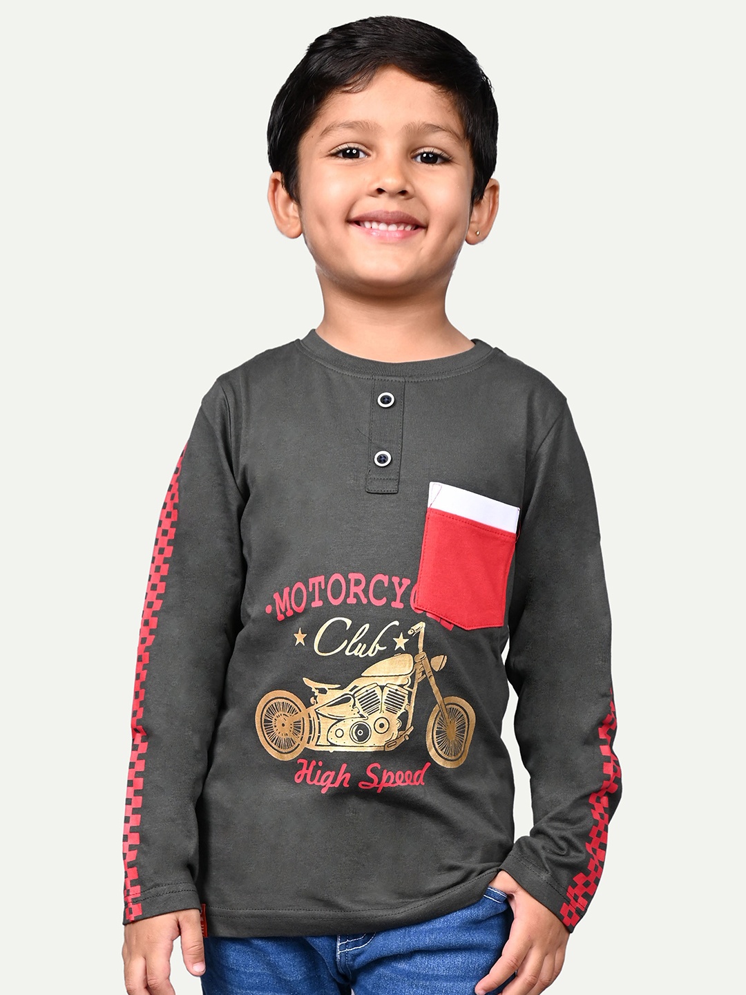 

3PIN Boys Printed Cotton T-shirt, Green