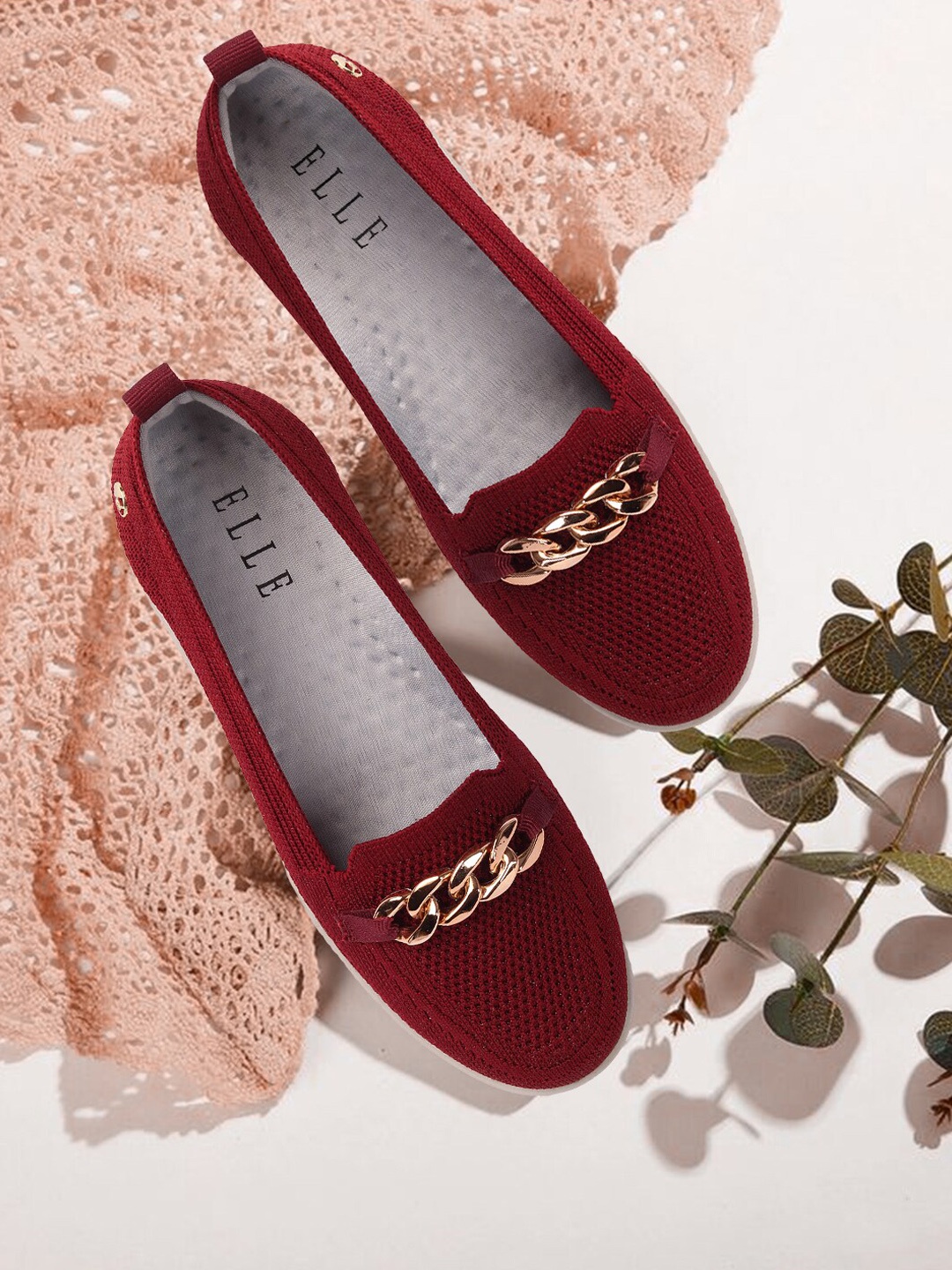 

ELLE Women Solid Loafers, Maroon
