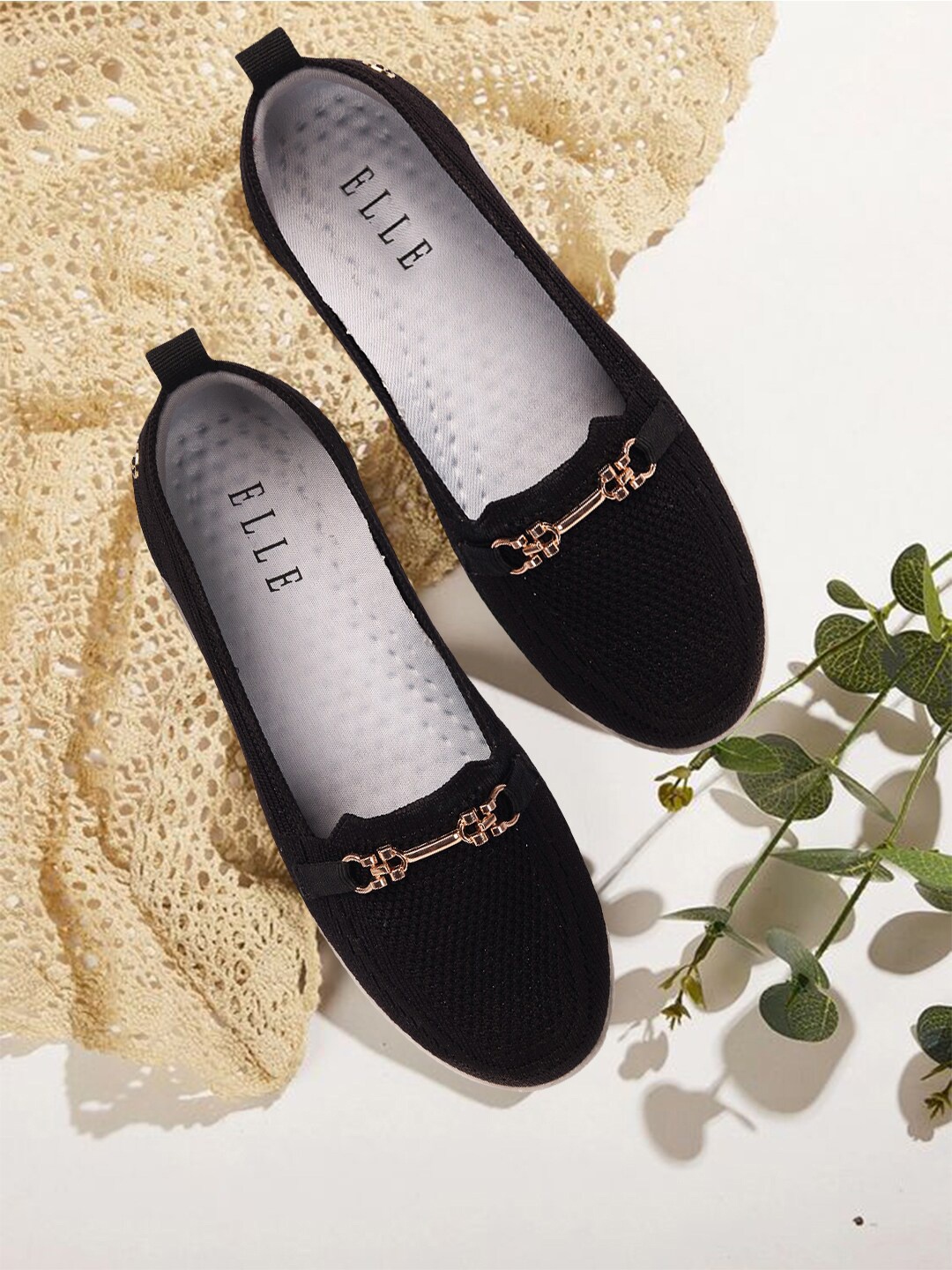 

ELLE Women Solid Loafers, Black