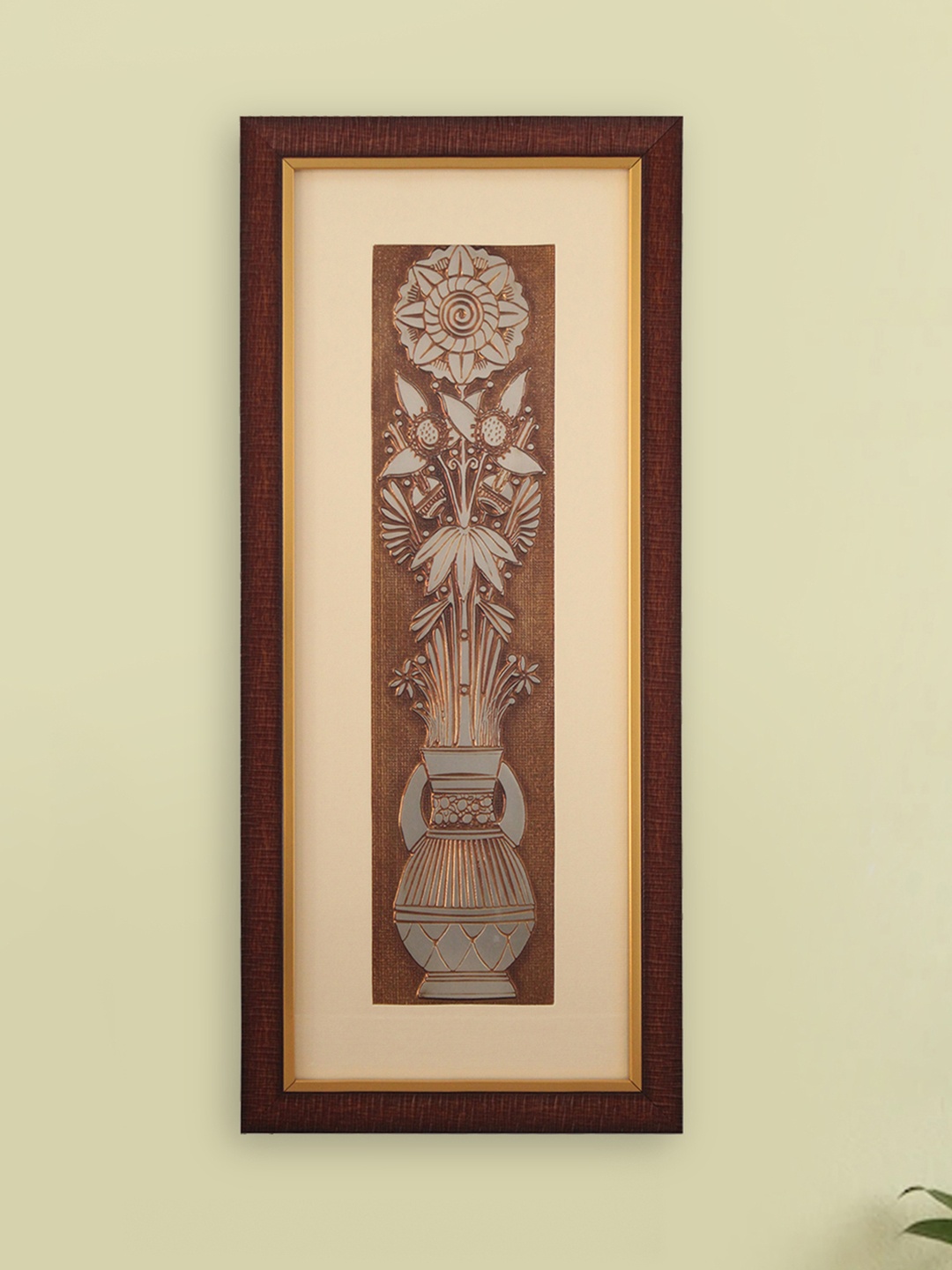 

SHREE KALA HOME DECOR Brown Shree Kala-Georgia OKeeffe Flower Foil Embossed Wall Art