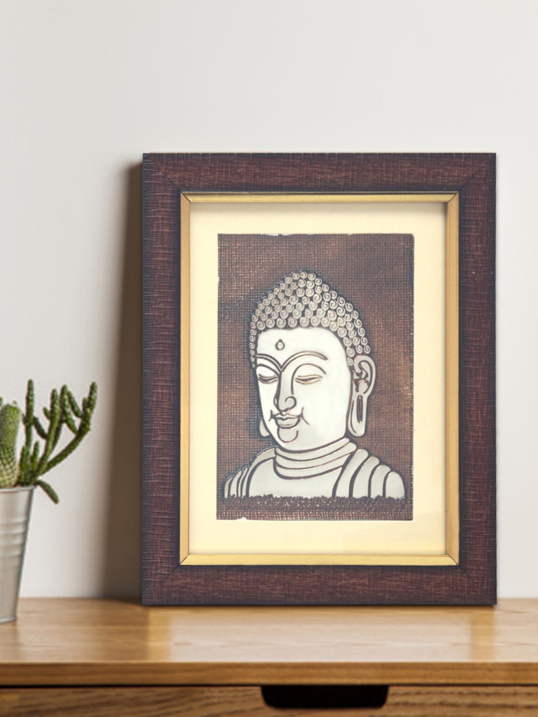 SHREE KALA HOME DECOR Buddha Foil Art Painting Wall Art, Brown