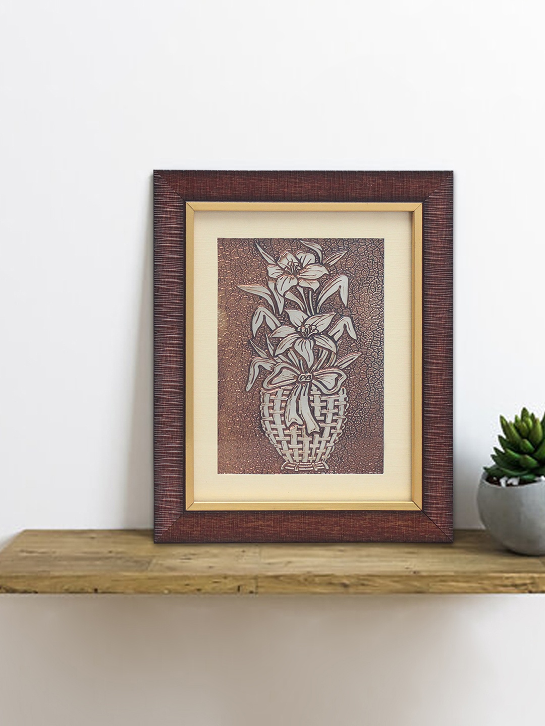 

SHREE KALA HOME DECOR Brown Mandrake Embossed On Foil Egyptian Foil Embossed Painting Wall Art