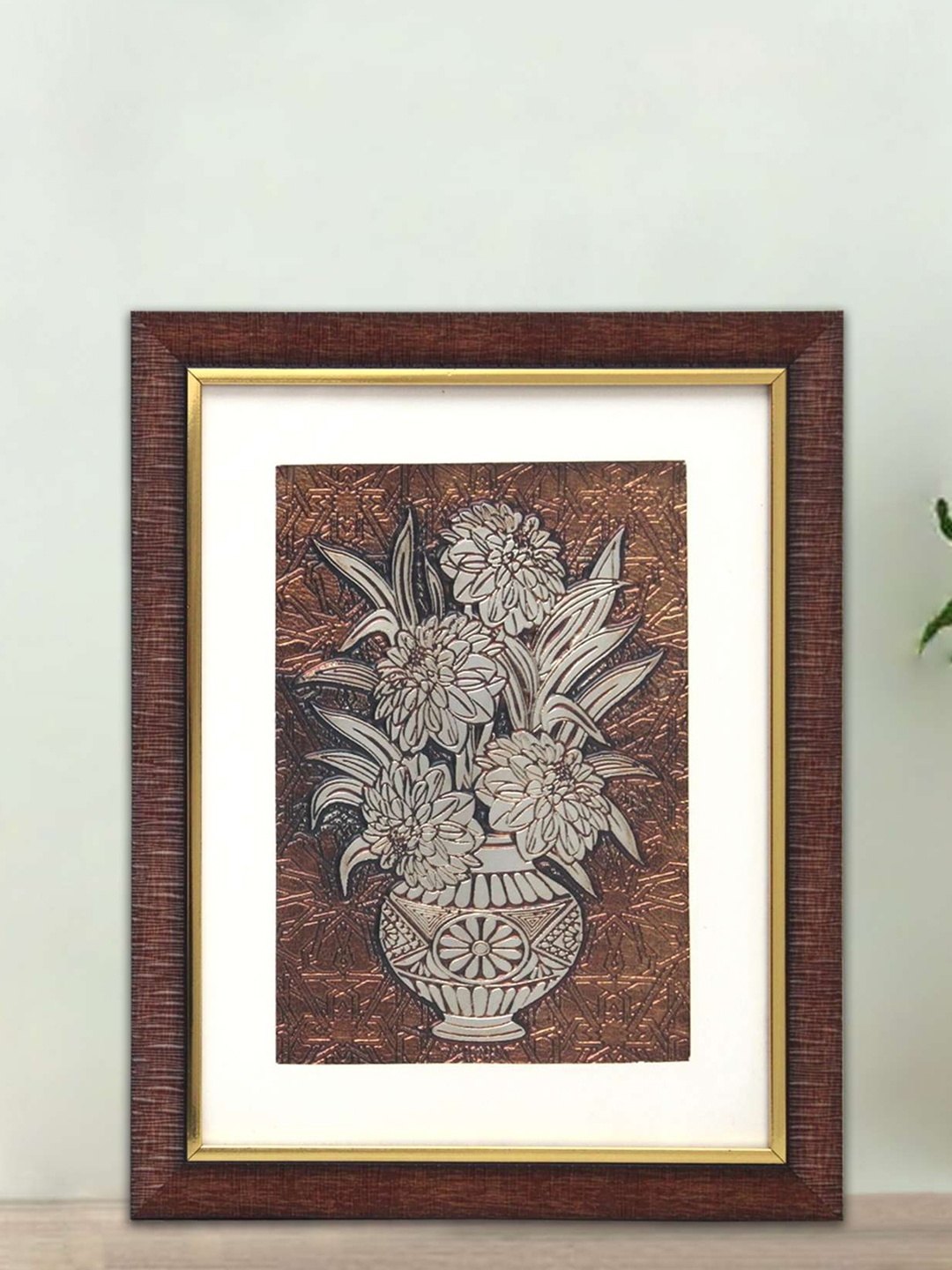 

SHREE KALA HOME DECOR Maa Bhavani Sherawali Foil Embossed Wall Painting, Brown