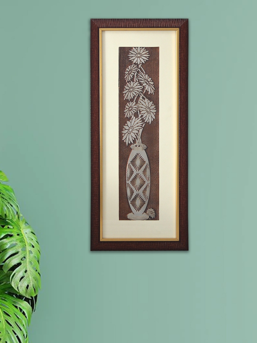 

SHREE KALA HOME DECOR Brown Mystical Flowers Of Egypt Foil Embossed Wall Art
