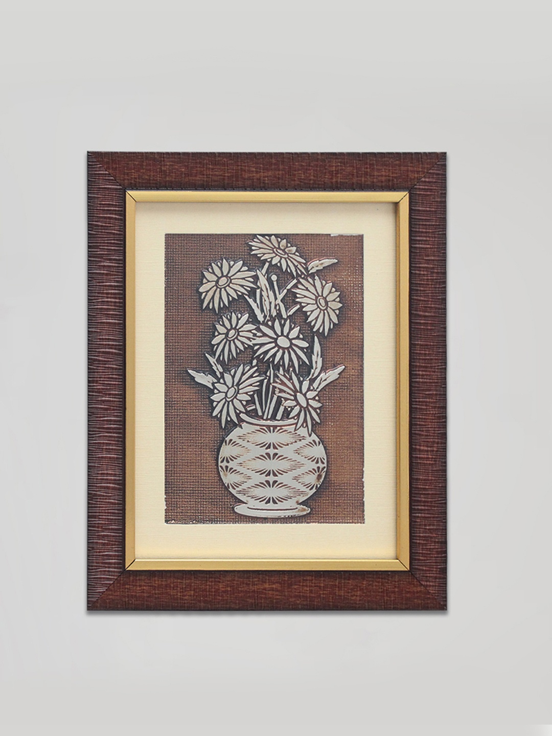 

SHREE KALA HOME DECOR Brown Mystical Flowers Of Egypt Foil Embossed Wall Art
