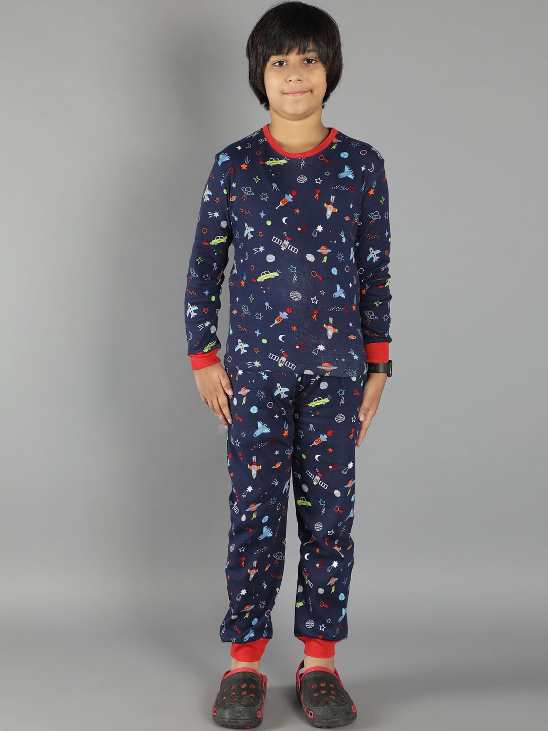 

Ninos Dreams Boys Printed Night suit, Navy blue