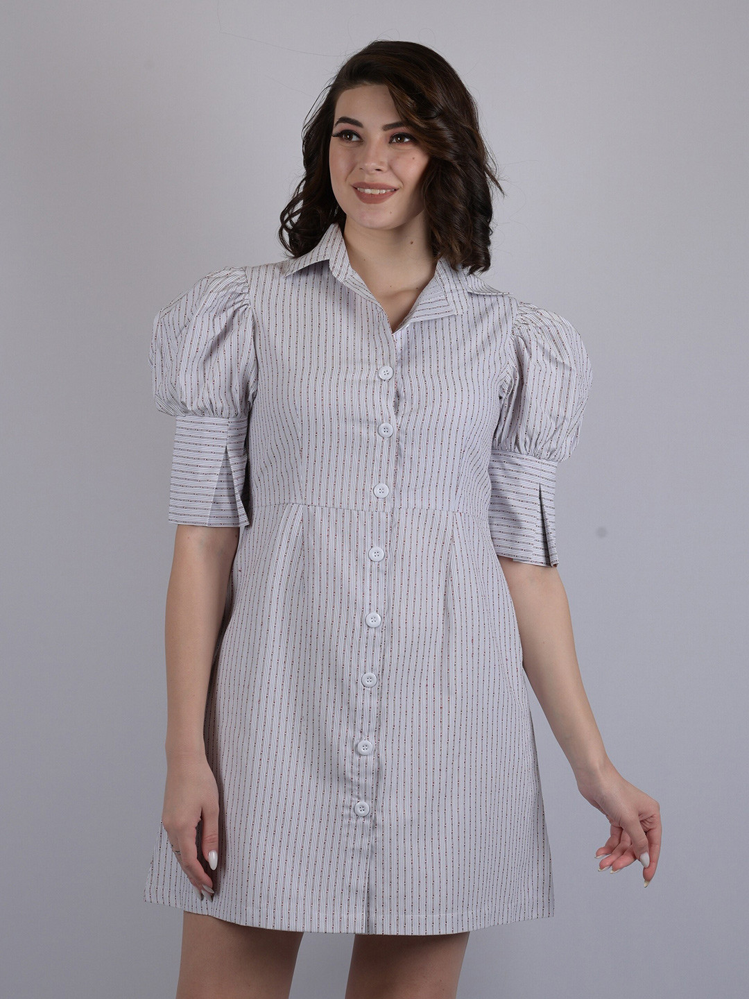 

OWO THE LABEL Striped Shirt Dress, White