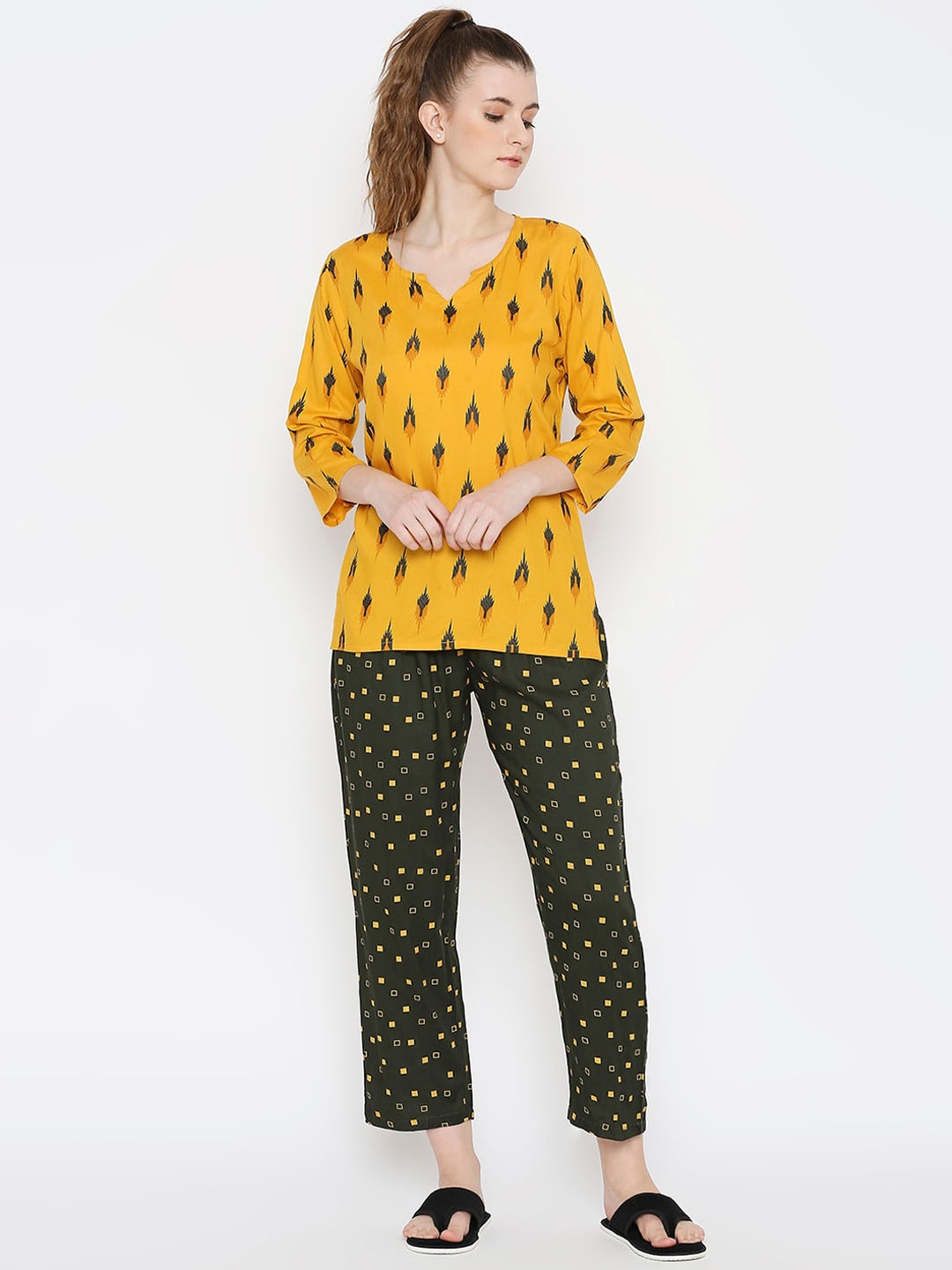

Smarty Pants Women Printed Night suit, Yellow