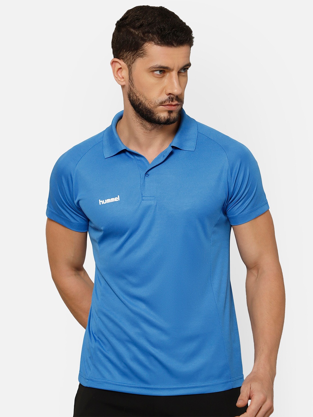 

hummel Men Polo Collar Anti Static T-shirt, Blue