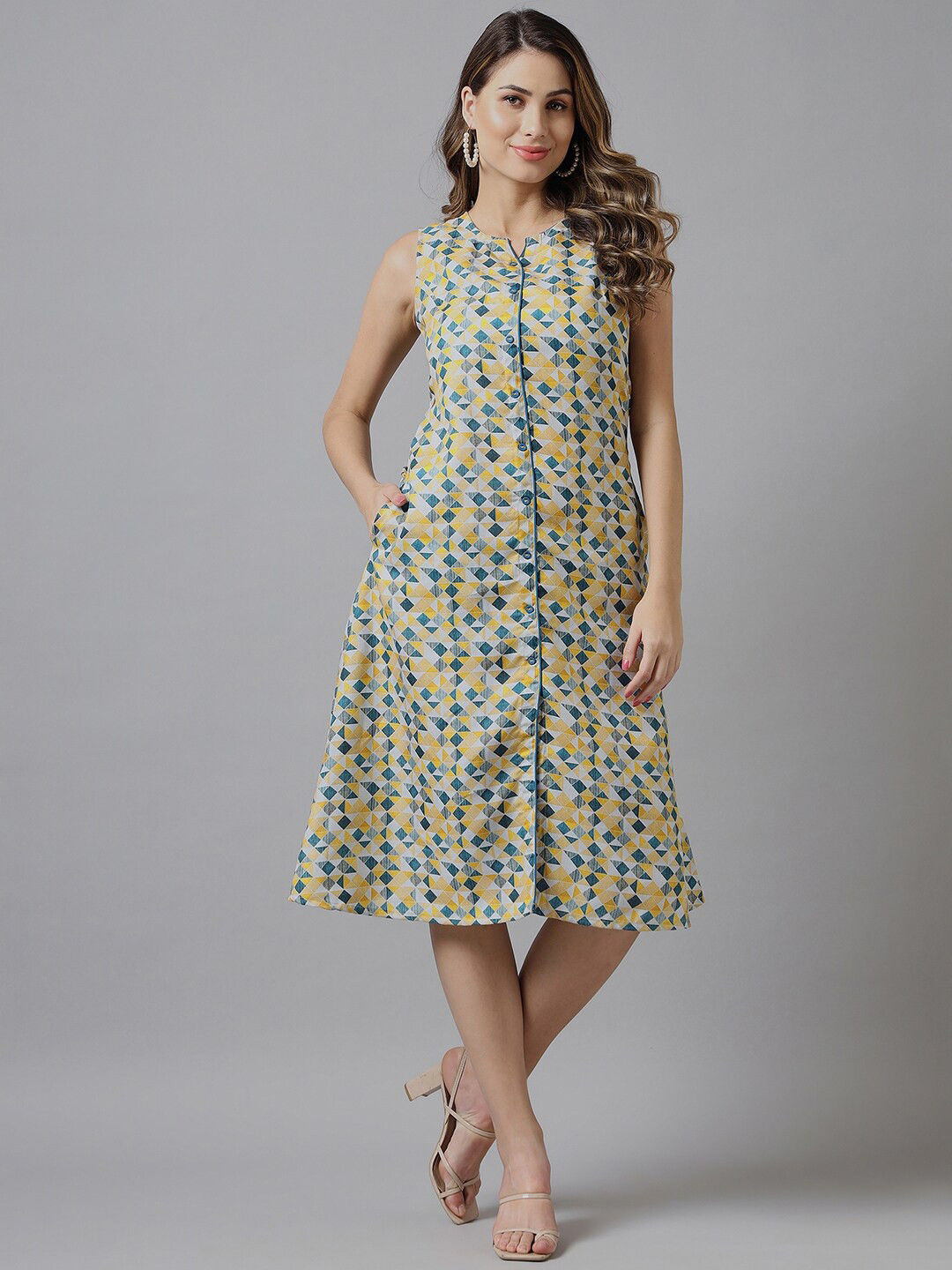 

Azira Yellow A-Line Maxi Dress
