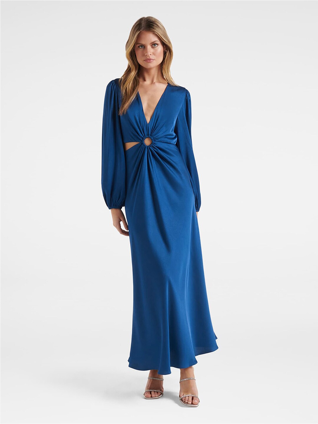 

Forever New Navy Blue Satin Maxi Dress