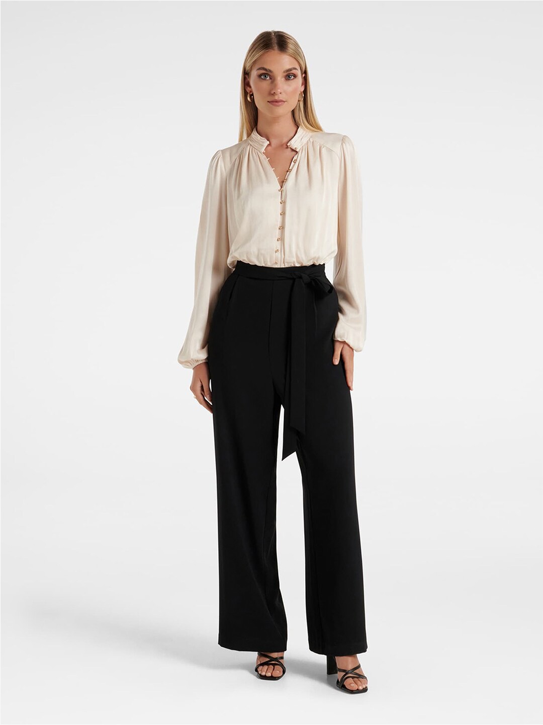 

Forever New Women Mandarin Collar Basic Jumpsuit, Black