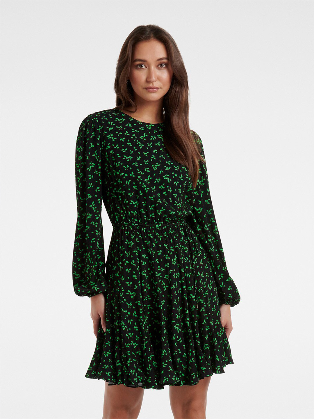 

Forever New Floral Printed Mini Fit & Flare Dress, Black