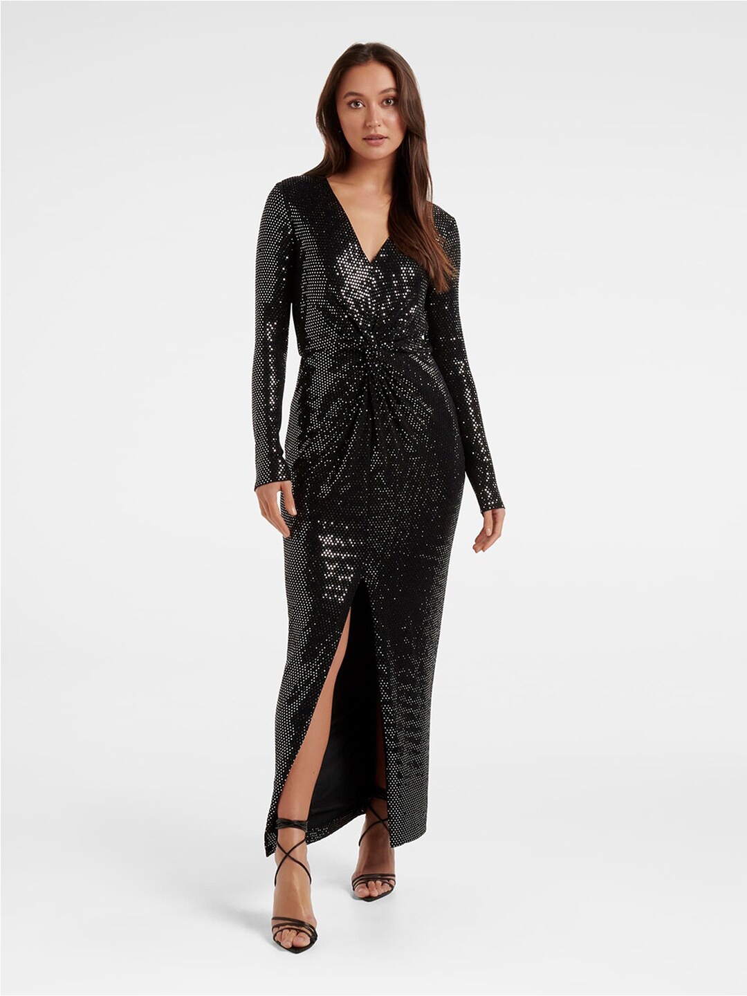 

Forever New Sequined Embellished Sheath Maxi Dress, Black