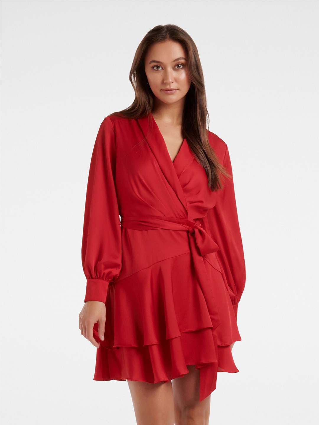 

Forever New Layered Mini Wrap Dress, Red