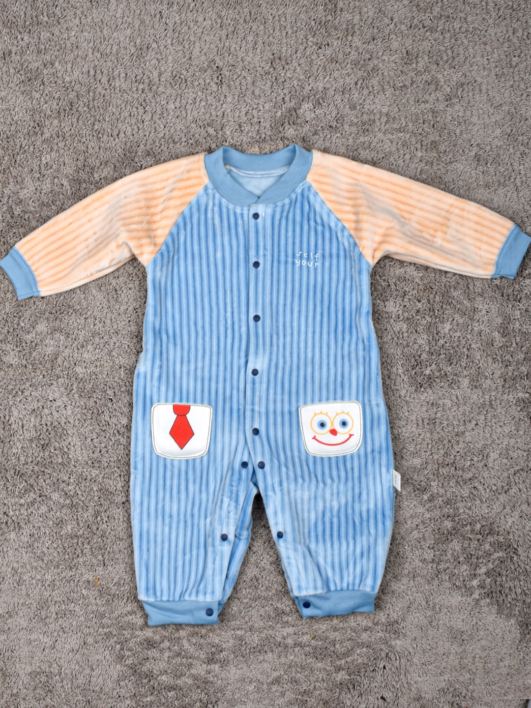 

Moms Home Infants Printed Organic Cotton Rompers, Blue
