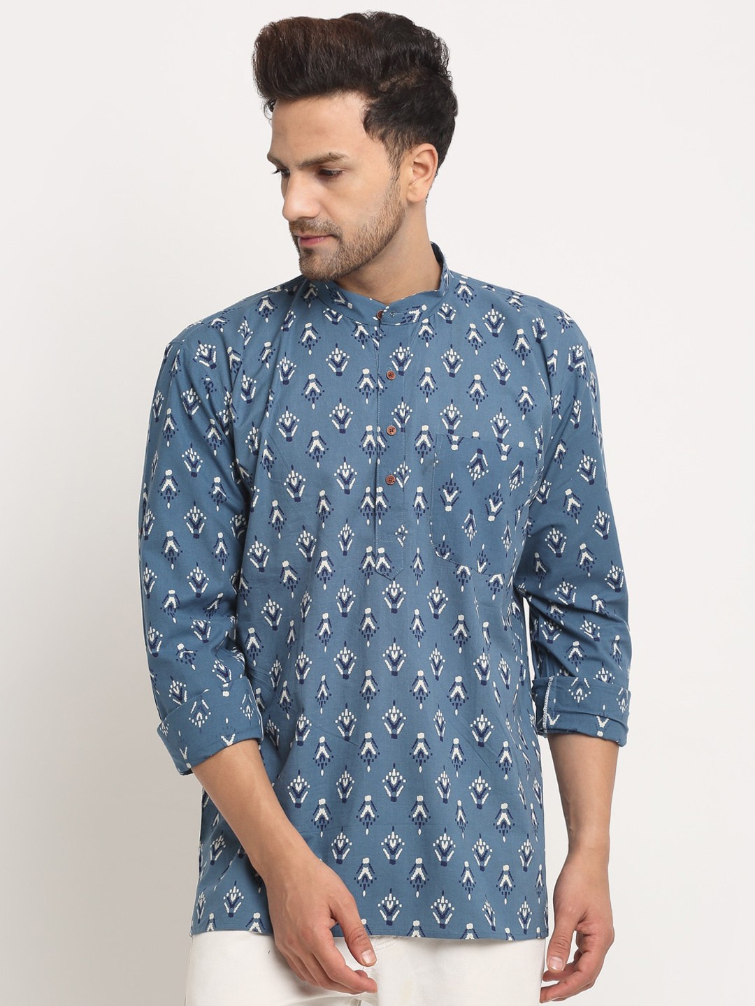 

KRAFT INDIA Men Ethnic Motifs Printed Kurta, Blue