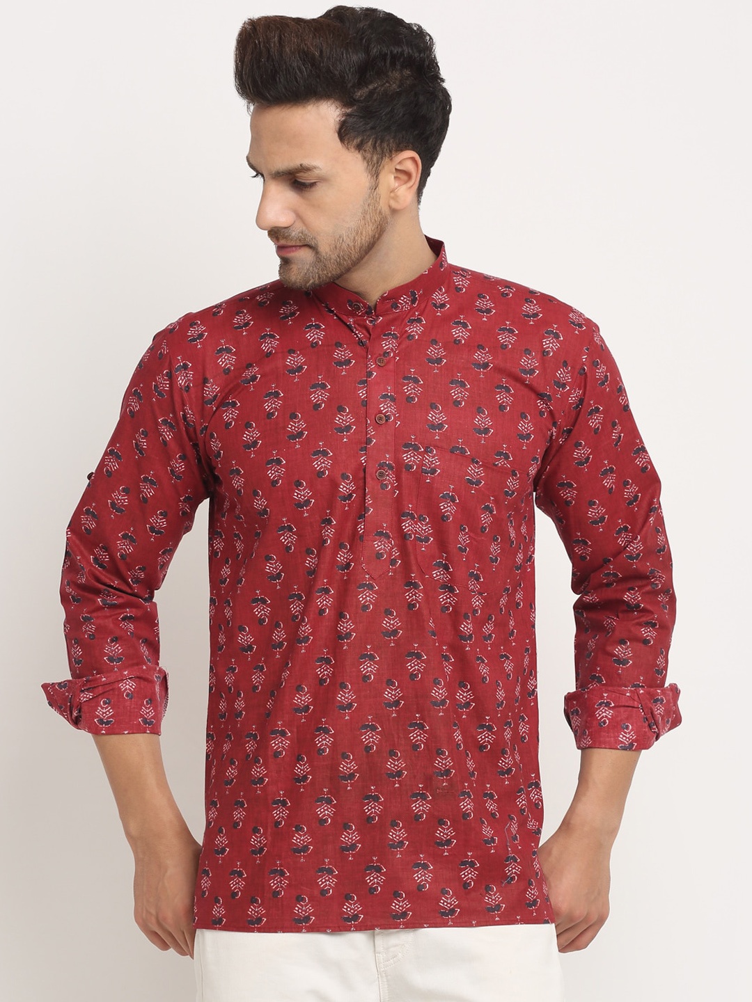 

KRAFT INDIA Men Printed Floral Kurta, Maroon