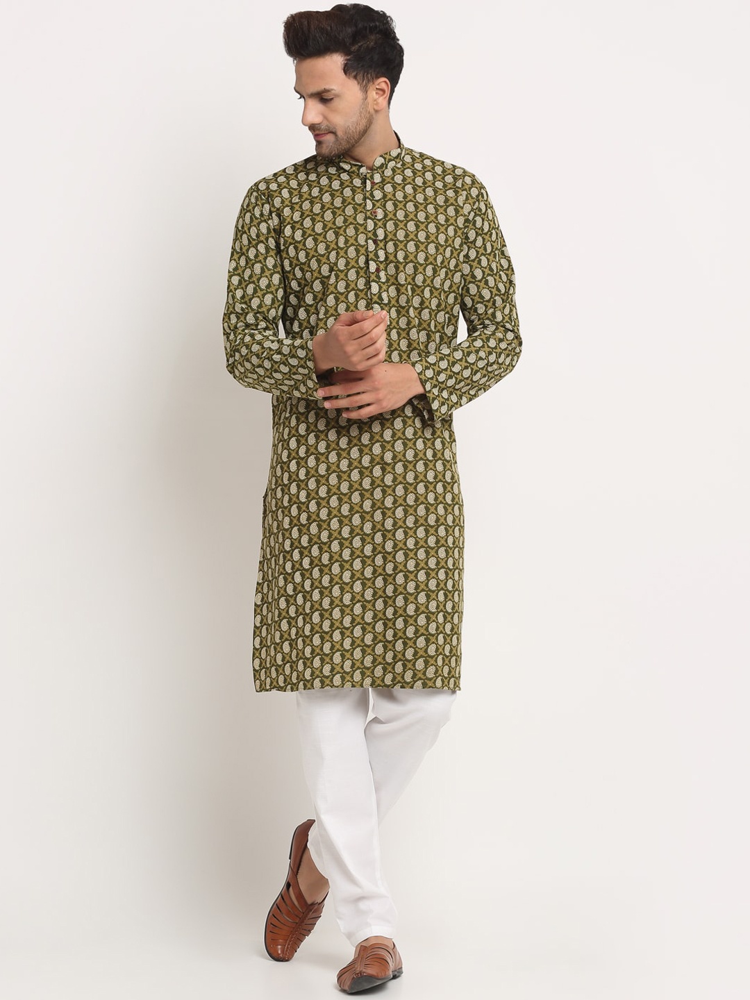 

KRAFT INDIA Men Ethnic Motifs Printed Kurta, Green