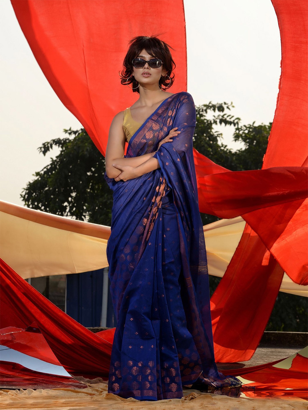 

Charukriti Woven Design Zari Saree, Blue
