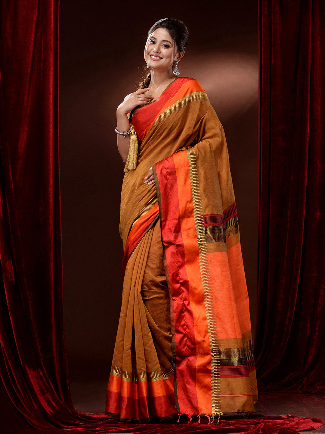 

Charukriti Silk Cotton Saree, Mustard