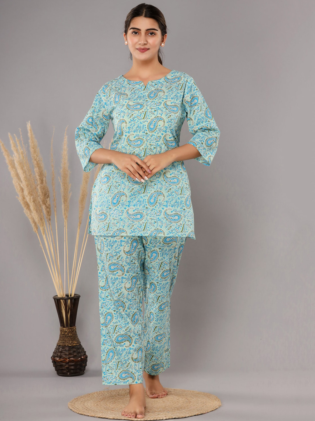 

ROOPWATI FASHION Women Printed Night suit, Blue