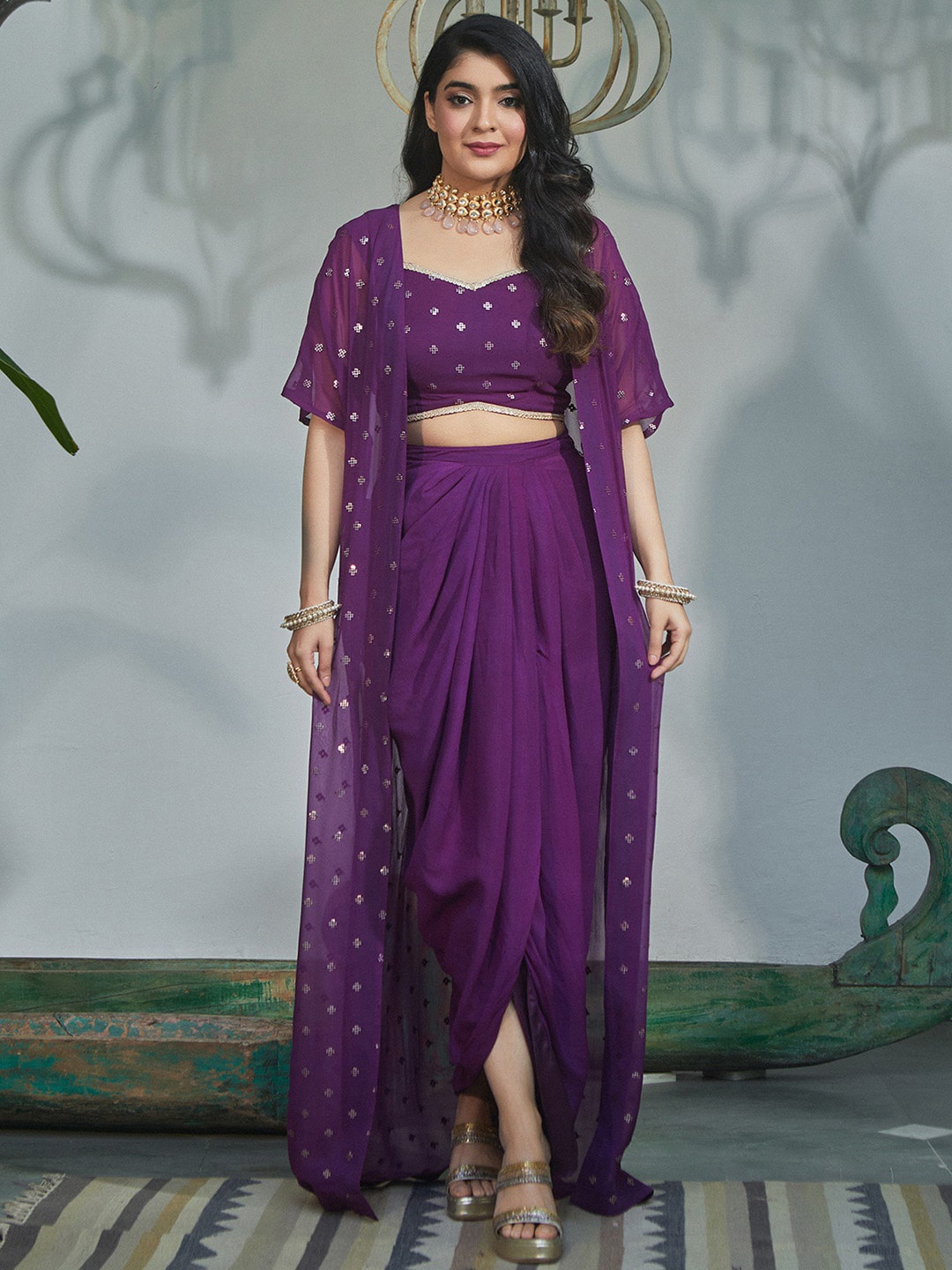 

Alaya By Stage3 Women Dhoti Wrap Maxi Skirt, Purple