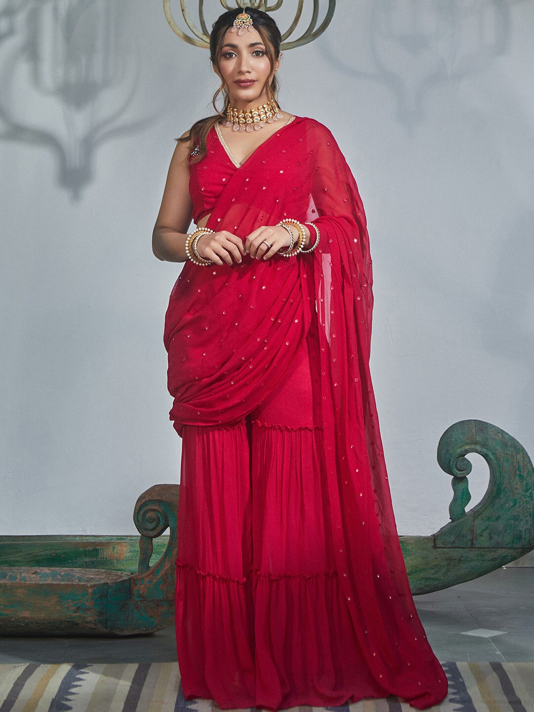 

Alaya By Stage3 Pink Sequinned Ready to Wear Saree