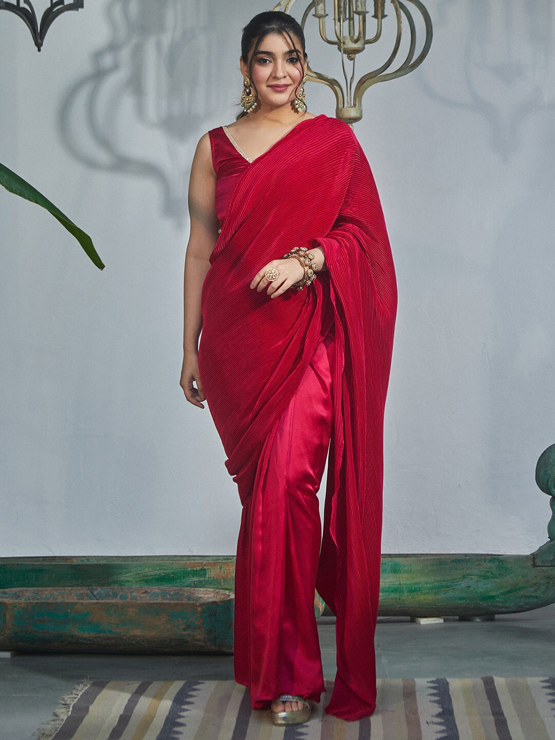 

Alaya By Stage3 Satin Saree, Pink