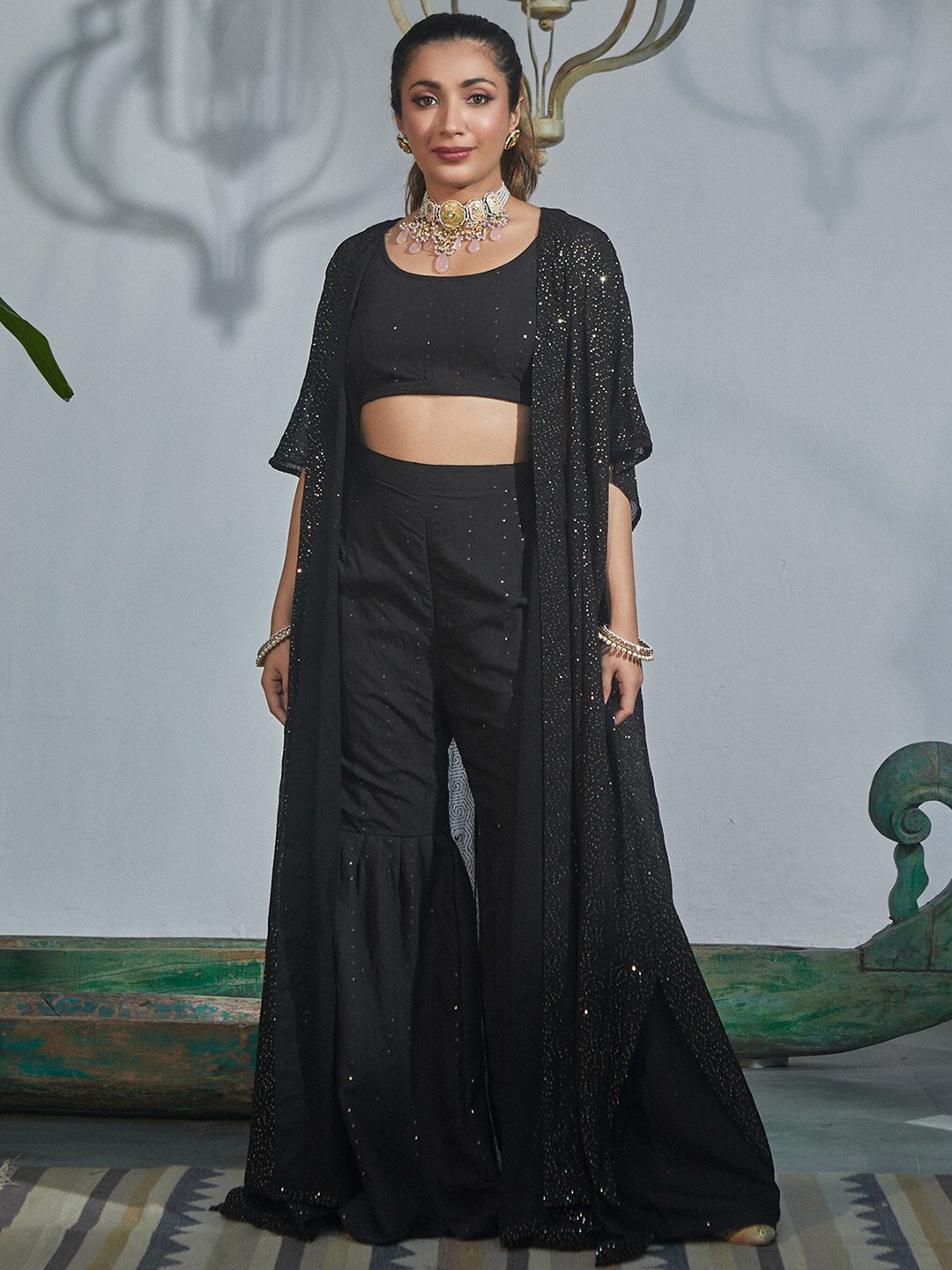

Alaya By Stage3 Women Ethnic Longline Shrug, Black