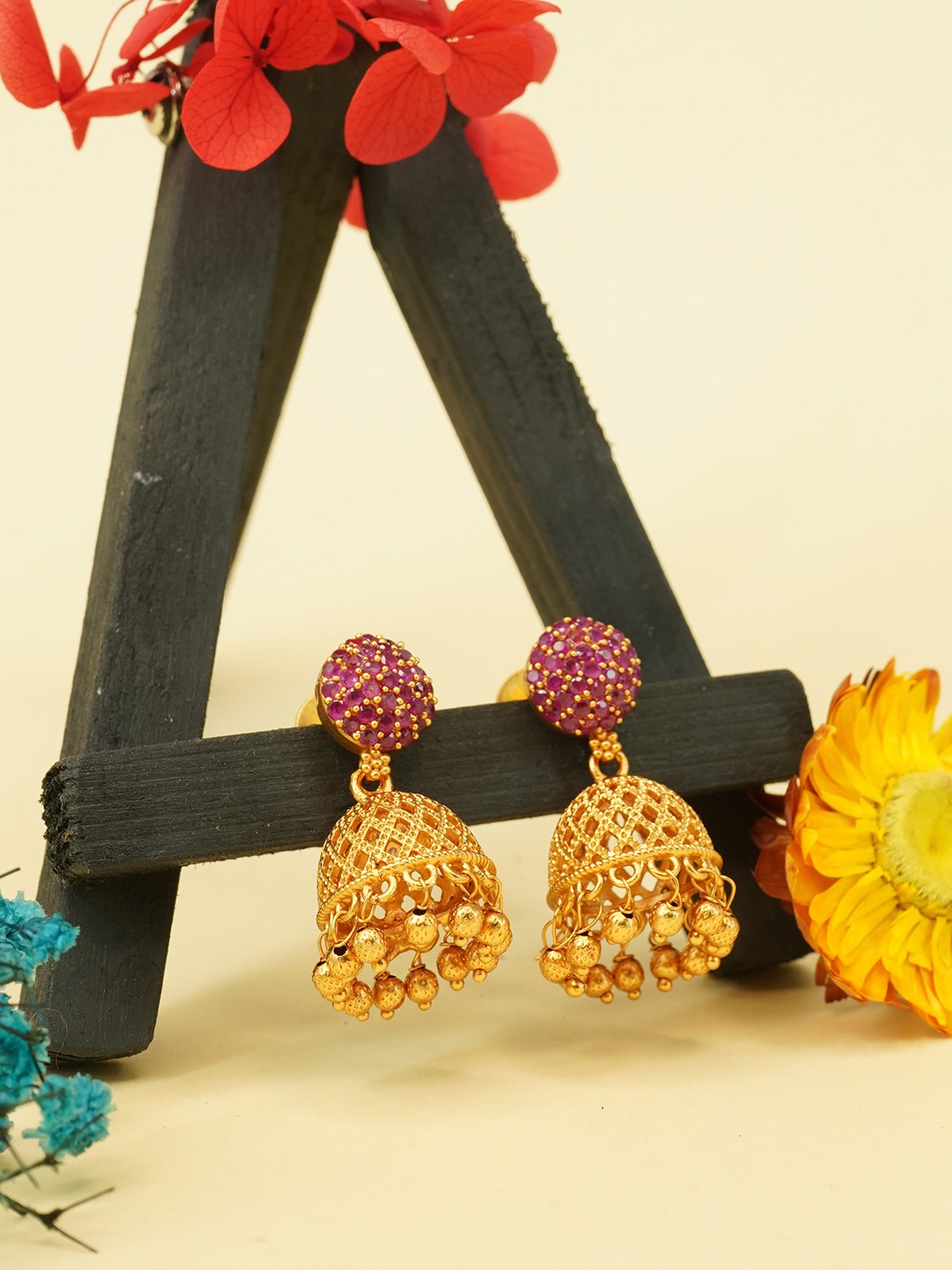 

GRIIHAM Gold Plated Dome Shaped Jhumkas Earrings