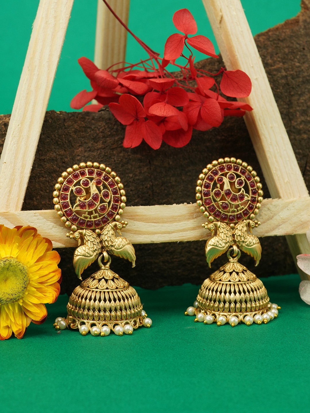 

GRIIHAM Dome Shaped Jhumkas Earrings, Gold