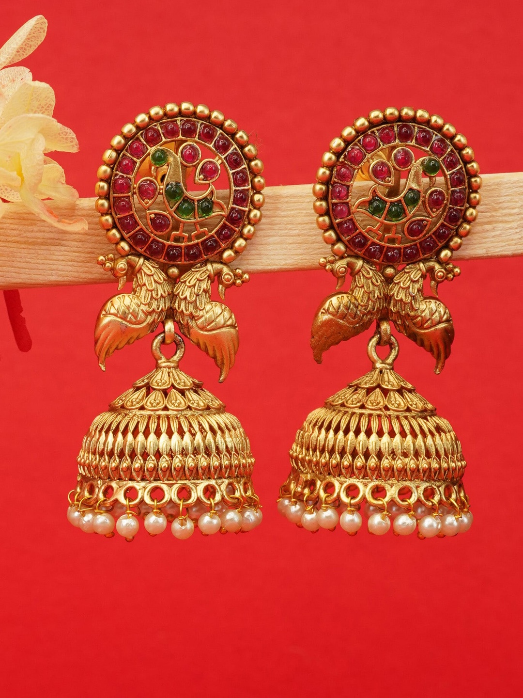 

GRIIHAM Contemporary Jhumkas Earrings, Gold