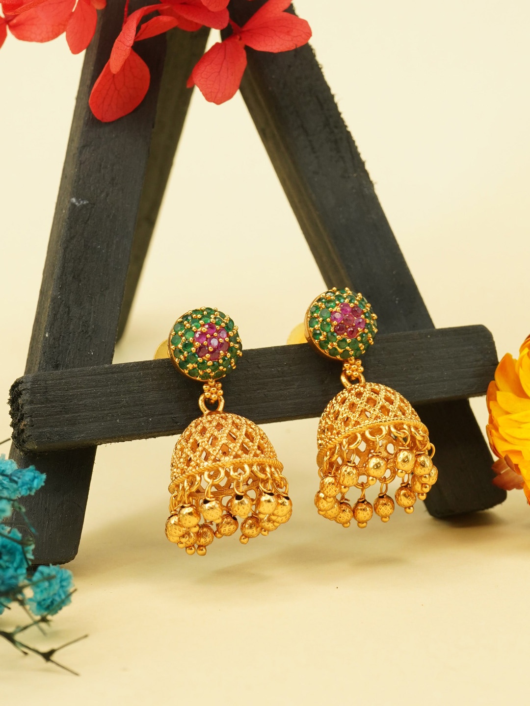 

GRIIHAM Dome Shaped Drop Earrings, Gold
