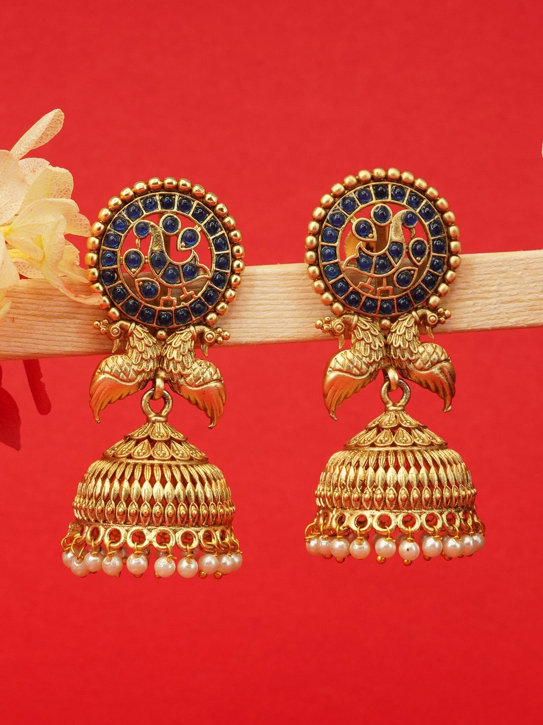 

GRIIHAM Dome Shaped Jhumkas Earrings, Gold
