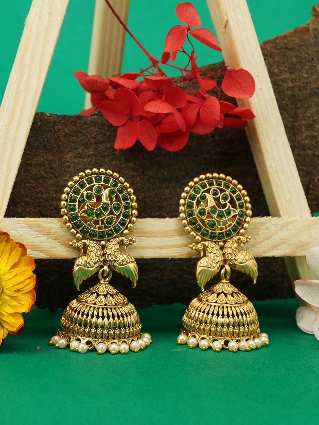 

GRIIHAM Dome Shaped Jhumkas Earrings, Gold