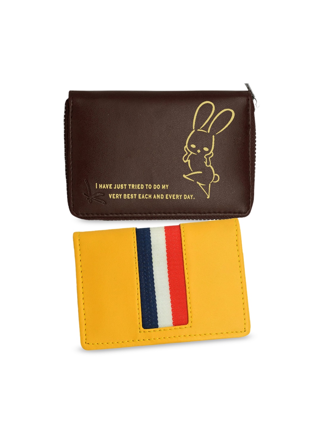 

GREEN DRAGONFLY Unisex Pack Of 2 Wallet & Card Holder Combo Gift Set, Coffee brown