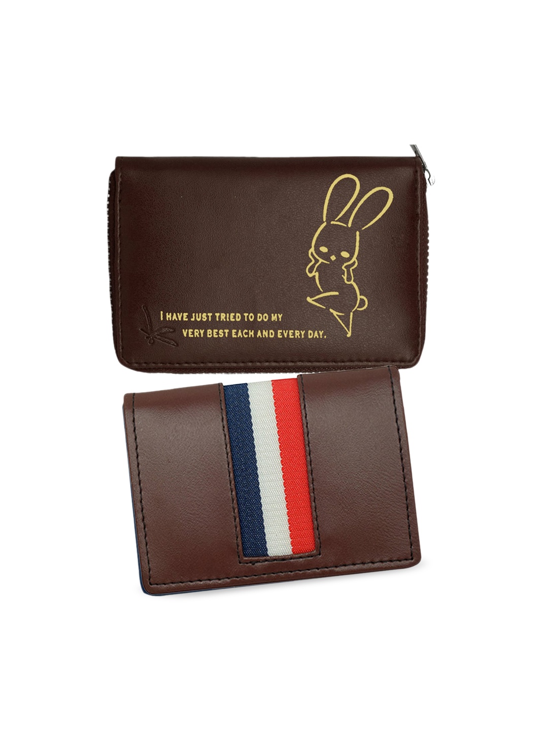

GREEN DRAGONFLY Set Of 2 Wallet & Card Holder Combo Gift Set, Coffee brown